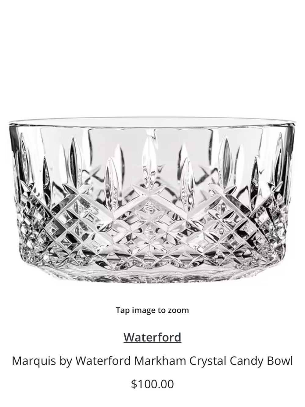 Waterford Clear Cut Crystal Bowl with Marquis Markham Pattern